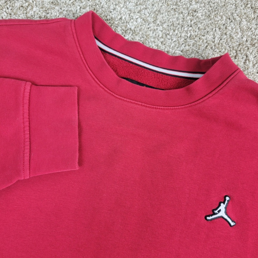 Air Jordan Mens Small Solid Red Stretch Knit Sweatshirt Long Sleeve Jumpman